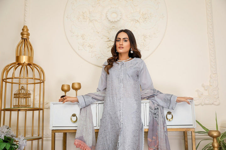 SEC-08 - SAFWA ETSY 3-PIECE EMBROIDERED COLLECTION  2022 Dresses | Dress Design | Shirts |  Kurti