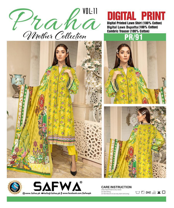 PR-91 - SAFWA PRAHA COLLECTION 3 PIECE SUIT 2020 - Three Piece Suit-SAFWA -SAFWA Brand Pakistan online shopping for Designer Dresses| SAFWA| DRESS| DESIGN| DRESSES| PAKISTANI DRESSES