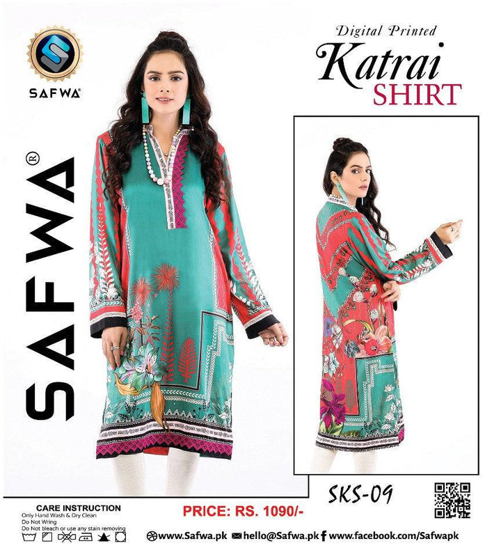 SKS-09 - SAFWA DIGITAL PRINTED KATRAI KURTI COLLECTION 2021  SAFWA | Dresses | Pakistani Dresses | Dress Design
