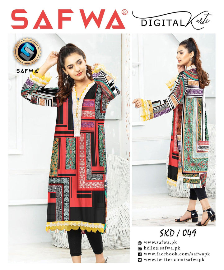 SKD 049- SAFWA DIGITAL COTTON PRINT KURTI COLLECTION - VOL 05 2021 -SHIRT KURTI KAMEEZ Safwa Online Store