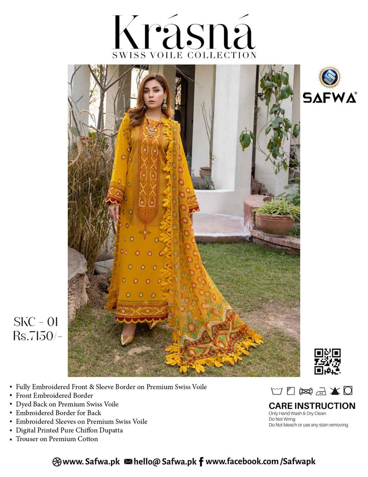 SKC-01 - SAFWA KRASNA 3-PIECE COLLECTION VOL 1 Shop Online | Pakistani Dresses | Dresses