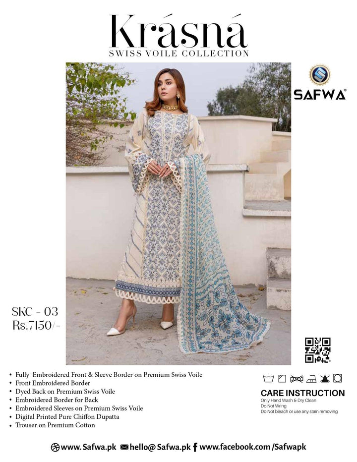 SKC-03 - SAFWA KRASNA 3-PIECE COLLECTION VOL 1 Shop Online | Pakistani Dresses | Dresses