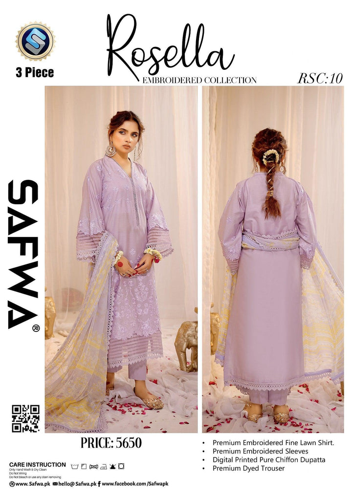 RSC-10 - SAFWA ROSELLA 3-PIECE COLLECTION VOL Embroidered Dress | 1 Shop Online | Pakistani Dresses | Dresses