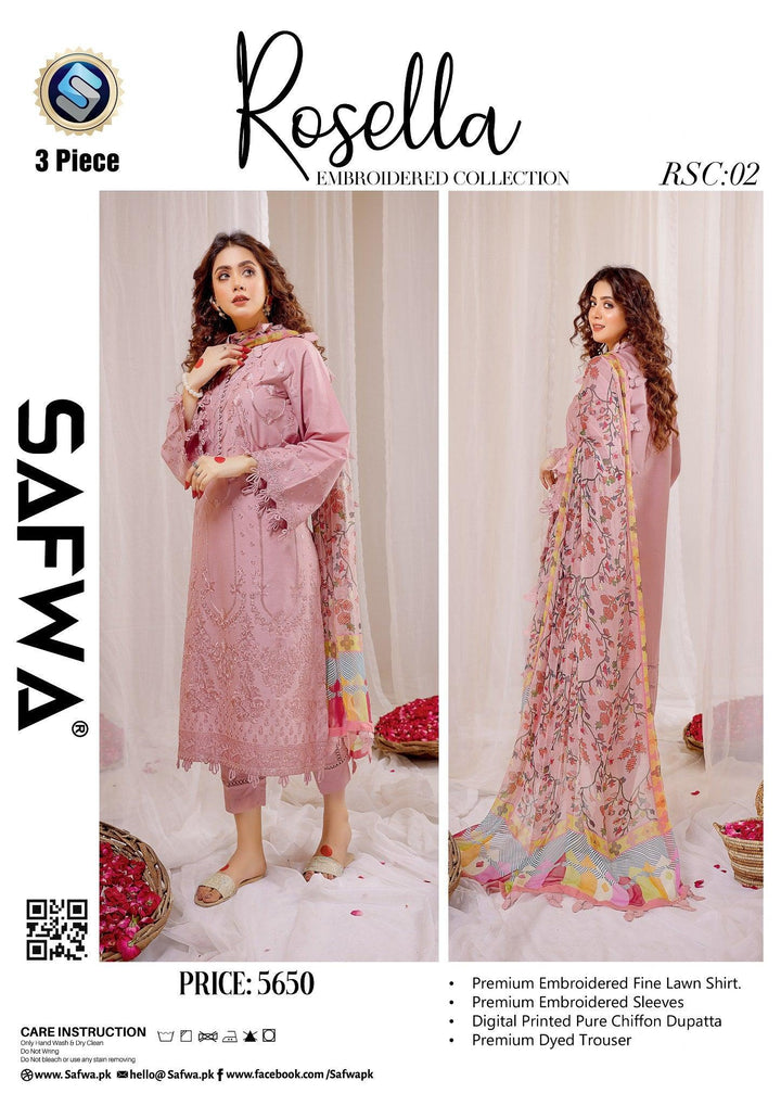 RSC-02 - SAFWA ROSELLA 3-PIECE COLLECTION VOL Embroidered Dress | 1 Shop Online | Pakistani Dresses | Dresses