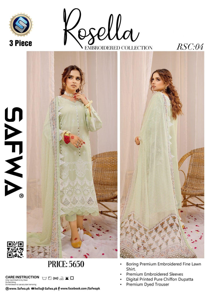 RSC-04 - SAFWA ROSELLA 3-PIECE COLLECTION VOL Embroidered Dress | 1 Shop Online | Pakistani Dresses | Dresses