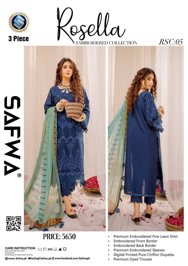 RSC-05 - SAFWA ROSELLA 3-PIECE COLLECTION VOL Embroidered Dress | 1 Shop Online | Pakistani Dresses | Dresses
