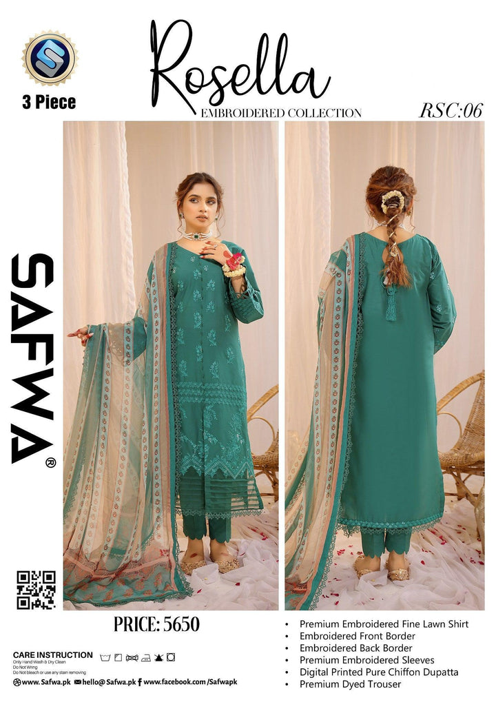 RSC-06 - SAFWA ROSELLA 3-PIECE COLLECTION VOL Embroidered Dress | 1 Shop Online | Pakistani Dresses | Dresses