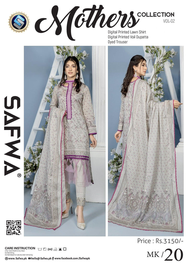 MK-20 -SAFWA MOTHER LAWN COLLECTION VOL 02 Dresses | Dress Design | Pakistani Dresses | Online Shopping in Pakistan