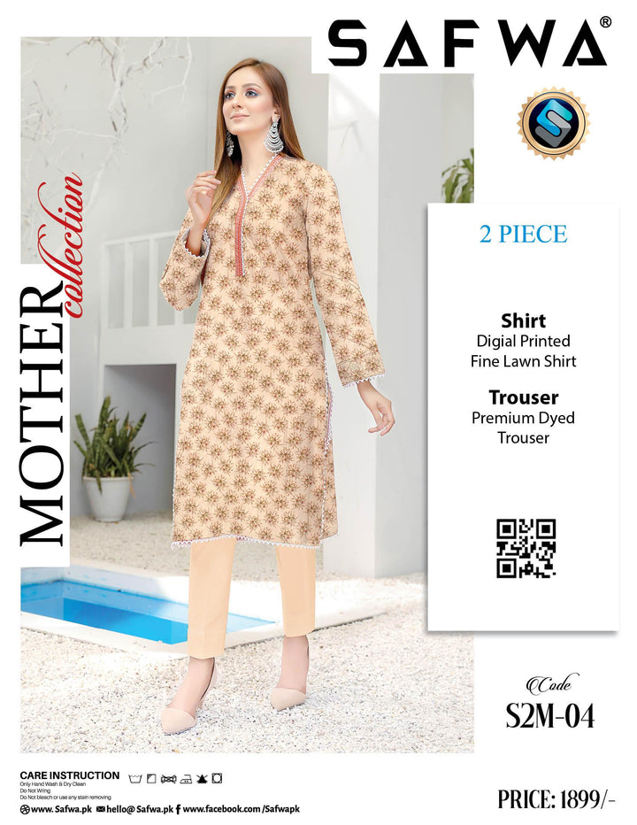 S2M-04 - SAFWA DIGITAL PRINT 2-PIECE MOTHER COLLECTION VOL 01 Dresses | Dress Design | Pakistani Dresses | Online Shopping in Pakistan