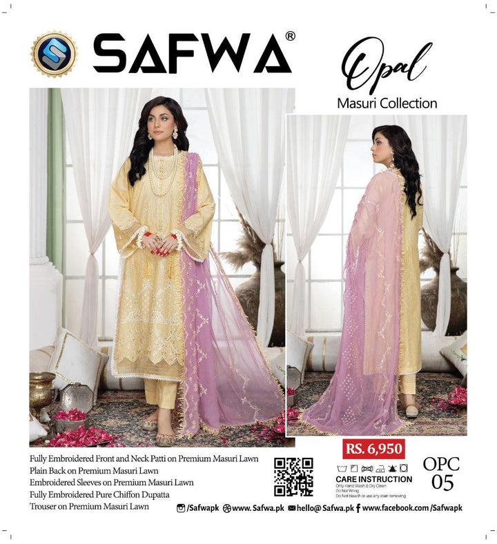OPC-05 - SAFWA OPAL 3-PIECE COLLECTION VOL 1 Shop Online | Pakistani Dresses | Dresses