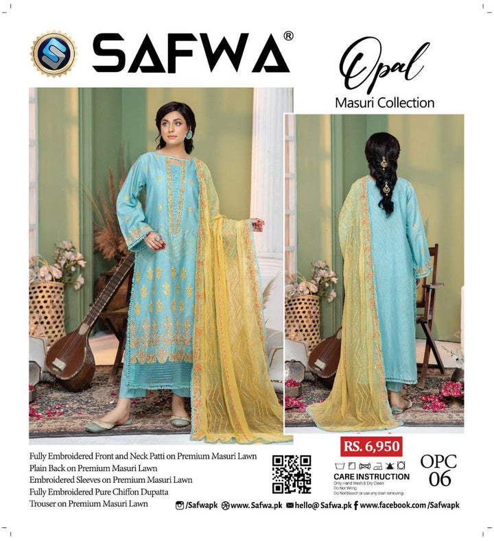 OPC-06 - SAFWA OPAL 3-PIECE COLLECTION VOL 1 Shop Online | Pakistani Dresses | Dresses
