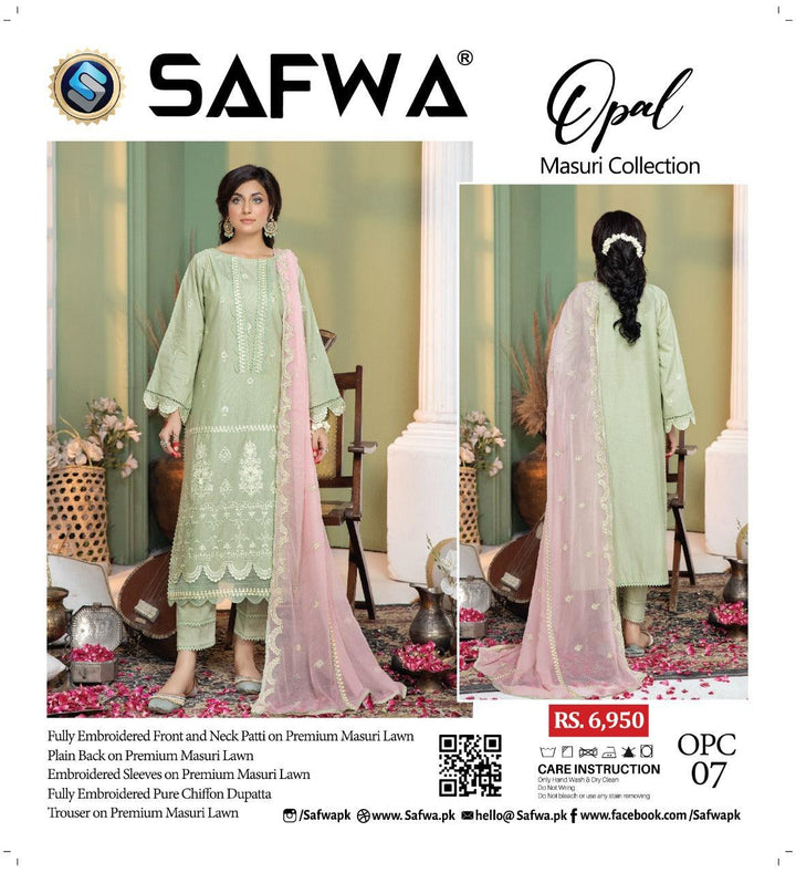 OPC-07 - SAFWA OPAL 3-PIECE COLLECTION VOL 1 Shop Online | Pakistani Dresses | Dresses