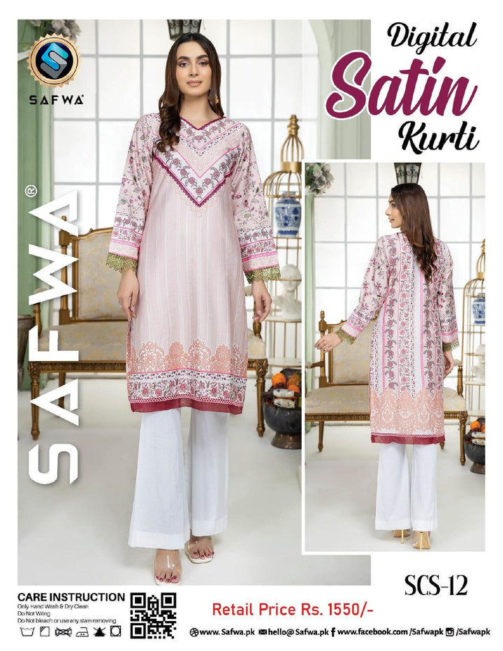 SCS-12- SAFWA COTTON SATIN SHIRT COLLECTION Dresses | Dress Design | Pakistani Dresses