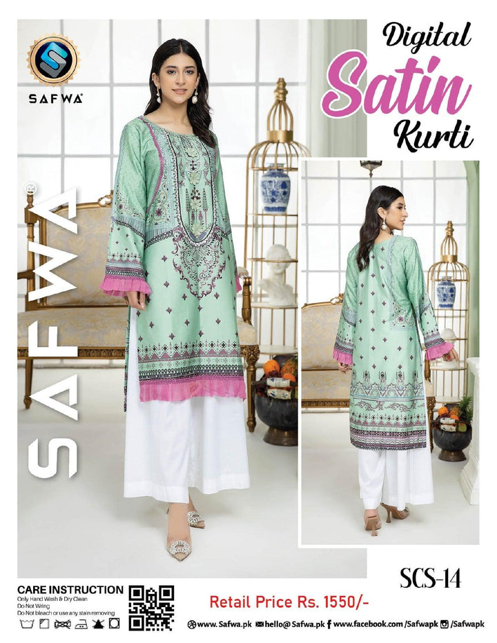 SCS-14- SAFWA COTTON SATIN SHIRT COLLECTION Dresses | Dress Design | Pakistani Dresses