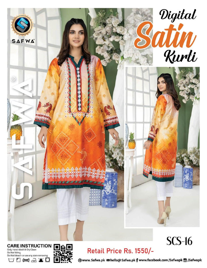 SCS-16- SAFWA COTTON SATIN SHIRT COLLECTION Dresses | Dress Design | Pakistani Dresses