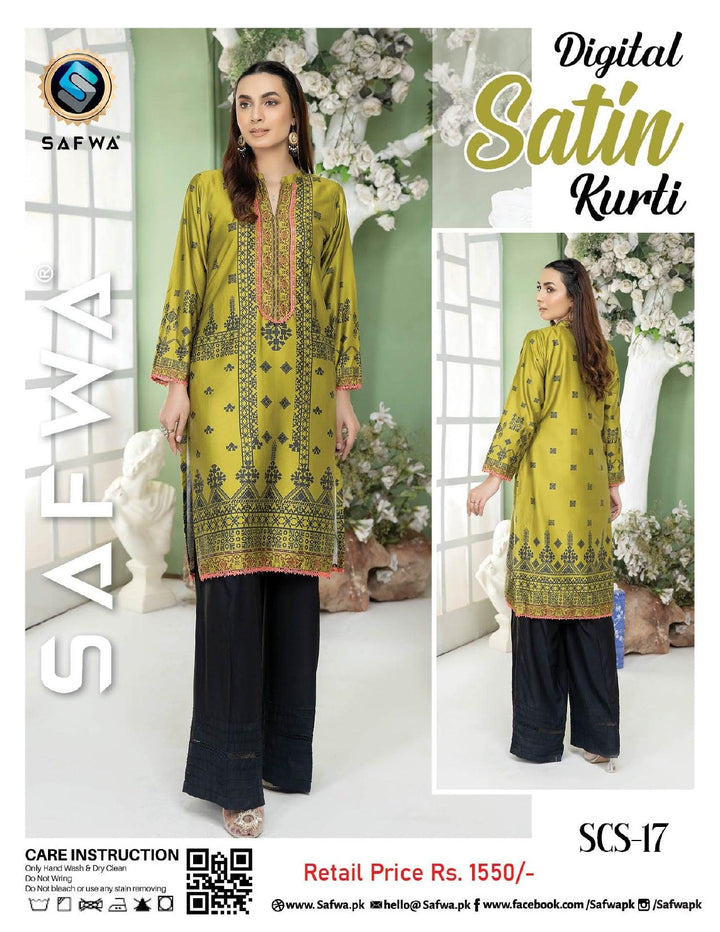 SCS-17- SAFWA COTTON SATIN SHIRT COLLECTION Dresses | Dress Design | Pakistani Dresses