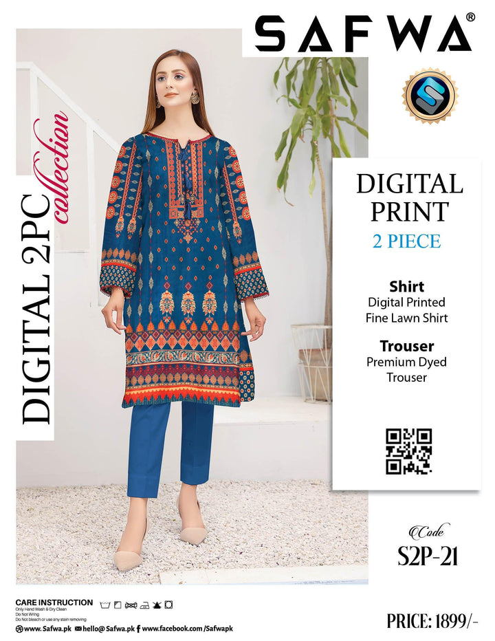 S2P-21 SAFWA DIGITAL PRINT 2-PIECE COLLECTION VOL 09 2022 Dresses | Dress Design | Pakistani Dresses | Online Shopping in Pakistan
