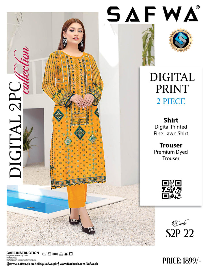 S2P-22 SAFWA DIGITAL PRINT 2-PIECE COLLECTION VOL 09 2022 Dresses | Dress Design | Pakistani Dresses | Online Shopping in Pakistan