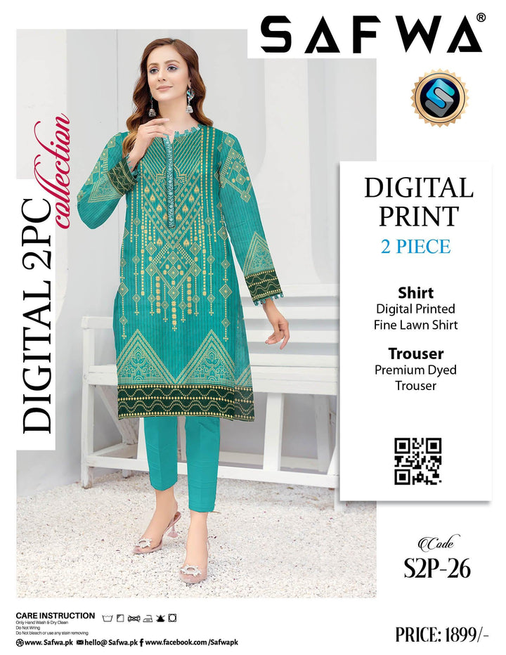 S2P-26 SAFWA DIGITAL PRINT 2-PIECE COLLECTION VOL 09 2022 Dresses | Dress Design | Pakistani Dresses | Online Shopping in Pakistan