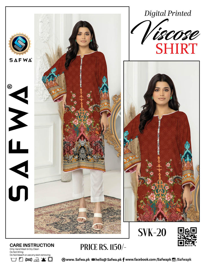 SVK-20 - SAFWA DIGITAL VISCOSE KURTI COLLECTION VOL 02 Online Shopping for Pakistani | Dresses & Clothes | Dress Design | Dress