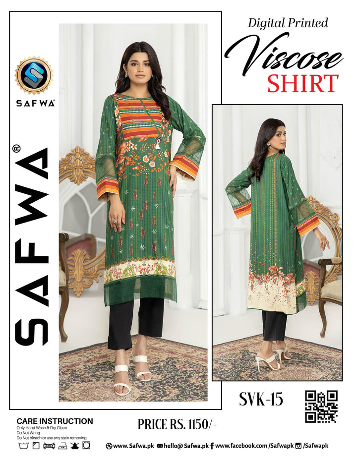 SVK-15 - SAFWA DIGITAL VISCOSE KURTI COLLECTION VOL 02 Online Shopping for Pakistani | Dresses & Clothes | Dress Design | Dress