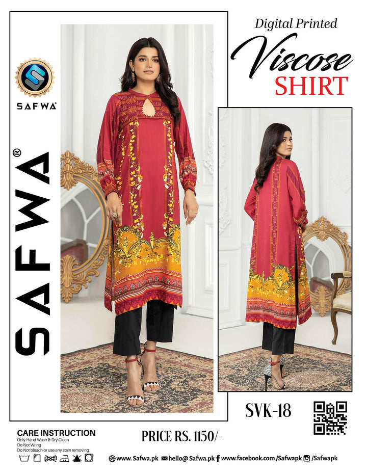 SVK-18 - SAFWA DIGITAL VISCOSE KURTI COLLECTION VOL 02 Online Shopping for Pakistani | Dresses & Clothes | Dress Design | Dress