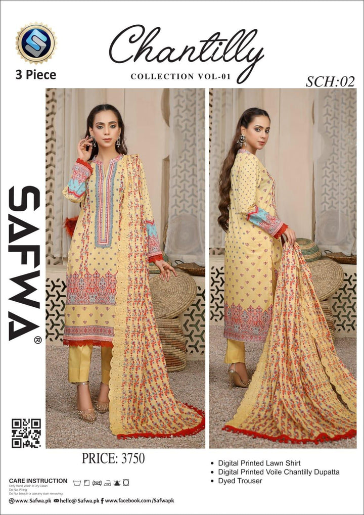 SCH-02 -SAFWA CHANTILLY COLLECTION VOL 01 Dresses | Dress Design | Pakistani Dresses | Online Shopping in Pakistan