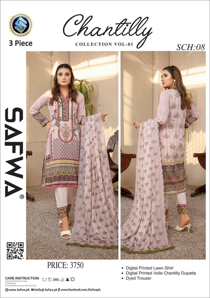 SCH-08 -SAFWA CHANTILLY COLLECTION VOL 01 Dresses | Dress Design | Pakistani Dresses | Online Shopping in Pakistan