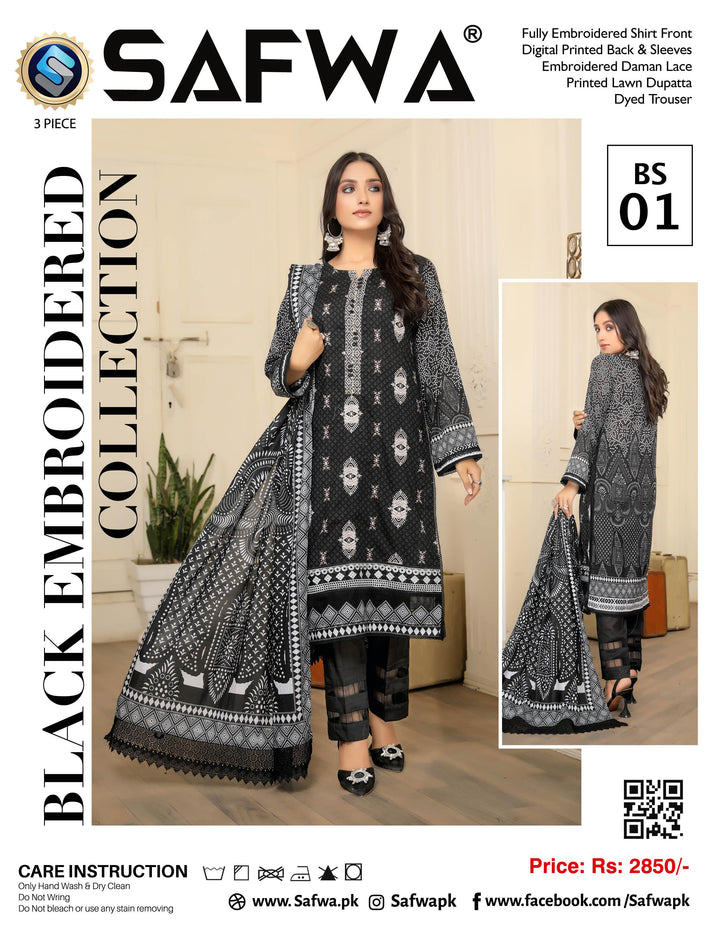 BS-01 - SAFWA BLACK EMBROIDERED COLLECTION VOL 01 - SAFWA Brand