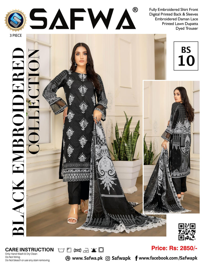 BS-10 - SAFWA BLACK EMBROIDERED COLLECTION VOL 01 - SAFWA Brand