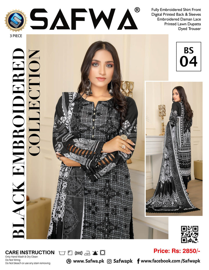 BS-04 - SAFWA BLACK EMBROIDERED COLLECTION VOL 01 - SAFWA Brand