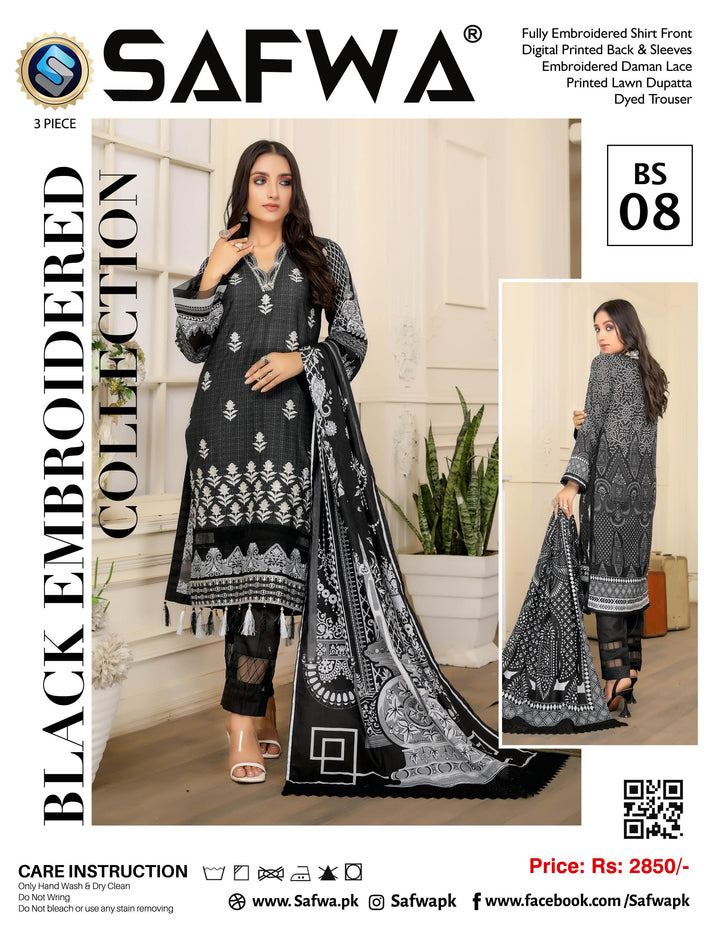 BS-08 - SAFWA BLACK EMBROIDERED COLLECTION VOL 01 - SAFWA Brand