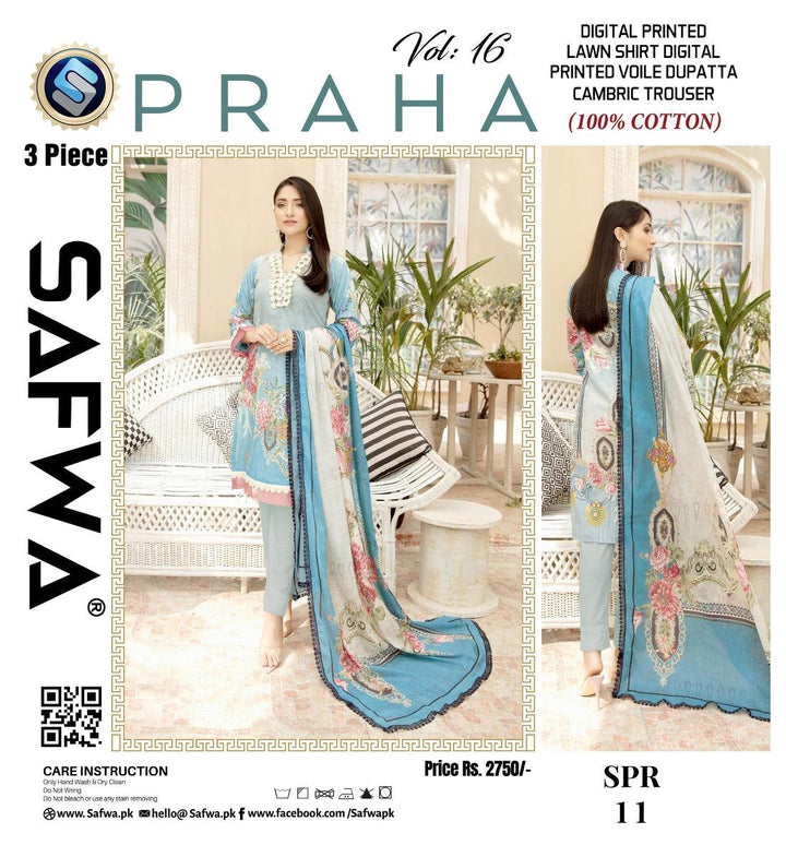 SPR-11 - SAFWA PRAHA COLLECTION 3 PIECE SUIT 2021 - Three Piece Suit-SAFWA -SAFWA Brand Pakistan online shopping for Designer Dresses| SAFWA| DRESS| DESIGN| DRESSES| PAKISTANI DRESSES