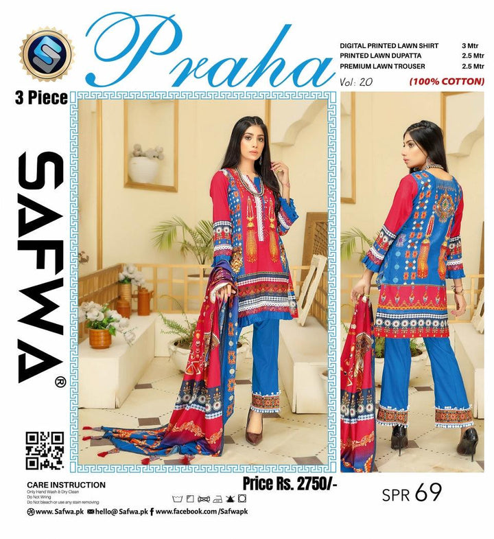 SPR-69 - SAFWA PRAHA COLLECTION 3 PIECE SUIT 2021 - Three Piece Suit-SAFWA -SAFWA Brand Pakistan online shopping for Designer Dresses| SAFWA| DRESS| DESIGN| DRESSES| PAKISTANI DRESSES