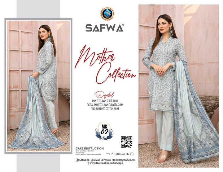 MK-02 -SAFWA MOTHER LAWN COLLECTION VOL 01 Dresses | Dress Design | Pakistani Dresses | Online Shopping in Pakistan