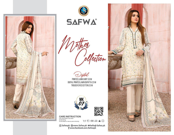 MK-07 -SAFWA MOTHER LAWN COLLECTION VOL 01 Dresses | Dress Design | Pakistani Dresses | Online Shopping in Pakistan